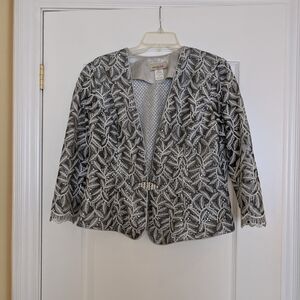 Silver Embroidery Women's Jacket With Diamond Clips Size Medium